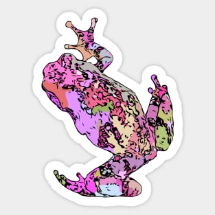 Pink Tree Frog Climbing Colorful Purple Sticker